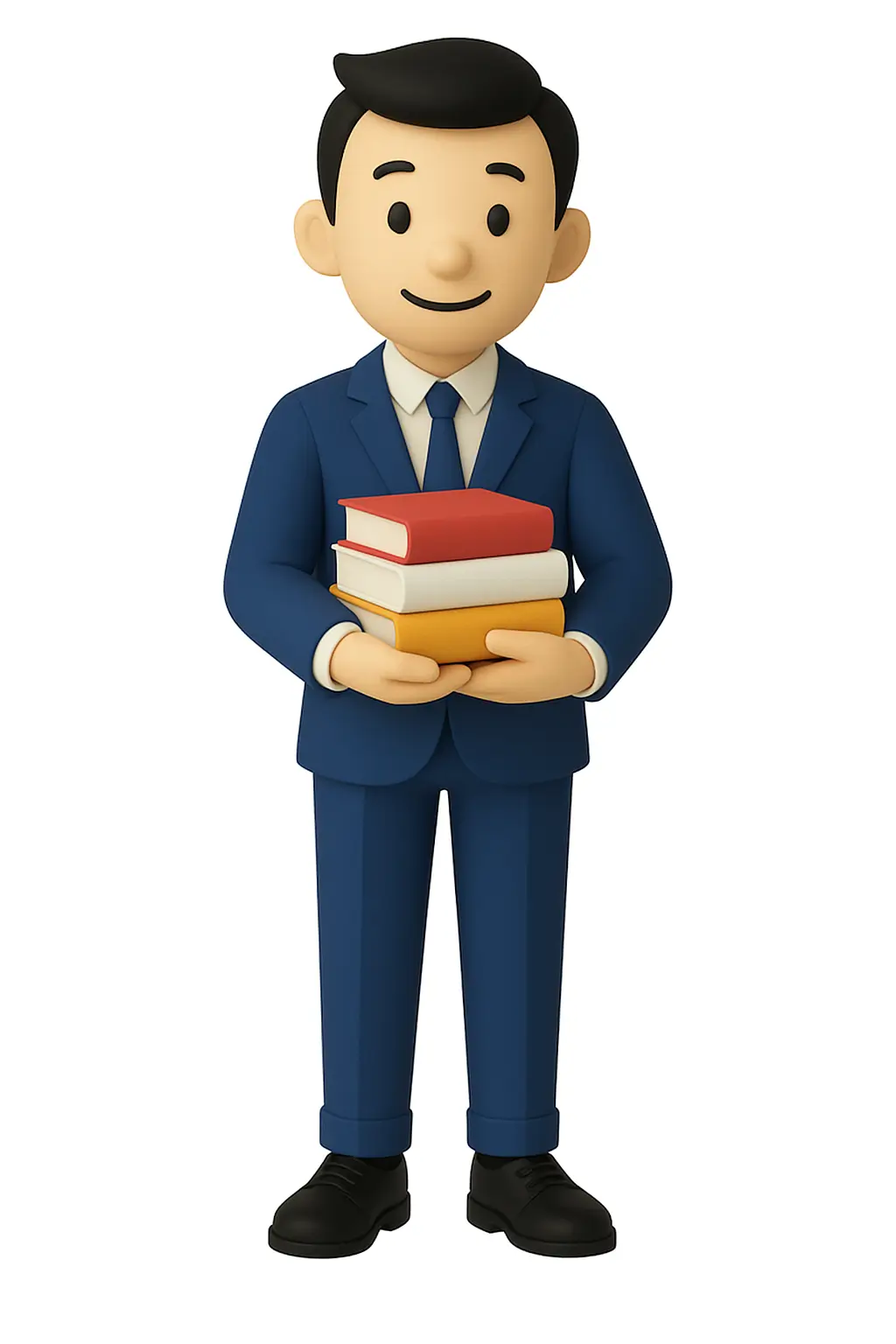 Miguel B con libros, ejemplo de ChatBots Para Empresas