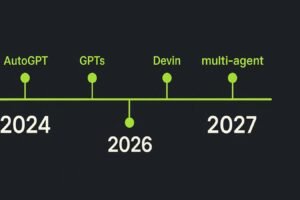 timeline evolución agentes de IA 2024 a 2027 hitos clave y predicciones