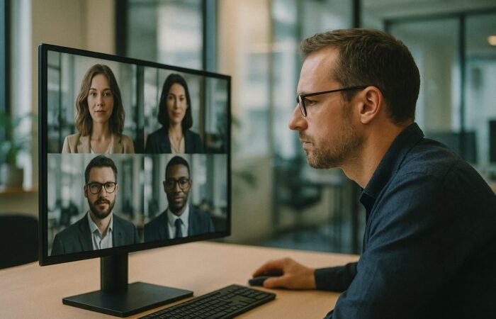 mejor IA gratis para imágenes 2026 — diseñadora revisando generaciones DALL-E Ideogram Leonardo en pantalla