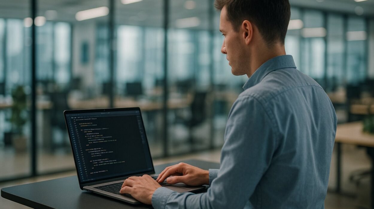 desarrollador configurando un agente de IA gratis en su portátil con código Python en pantalla 2026 utilizando agentes de ia gratis
