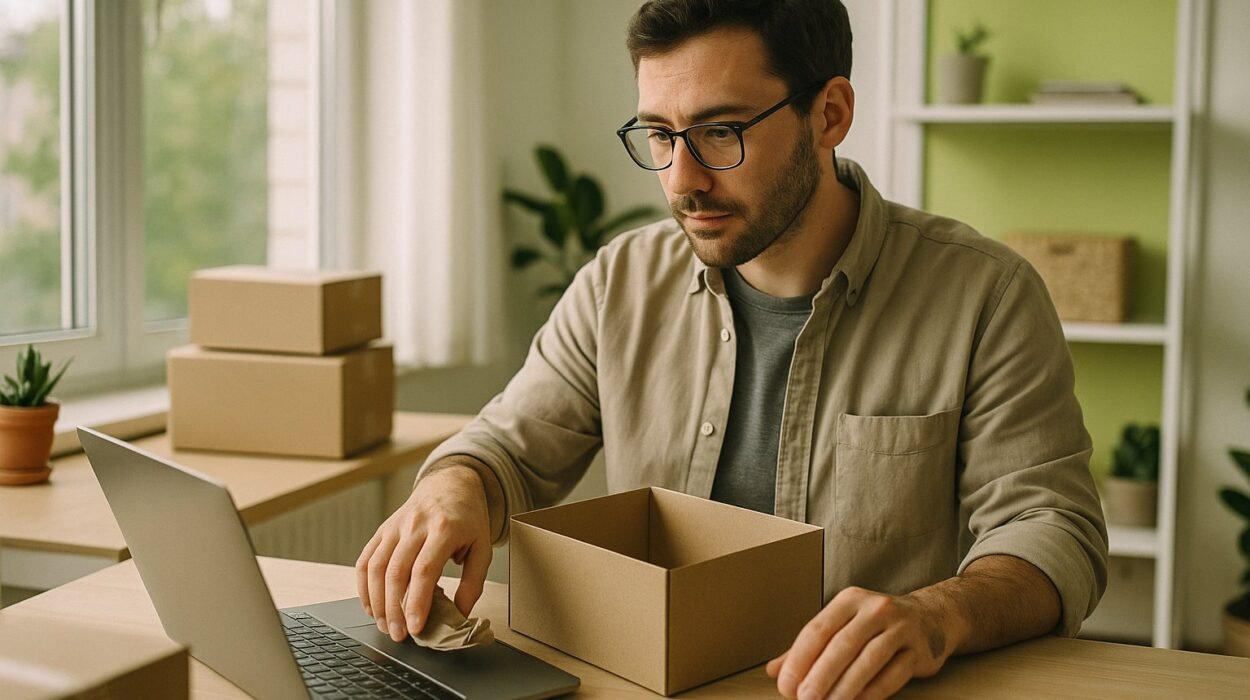 Dueño de una tienda online gestionando su ecommerce con IA