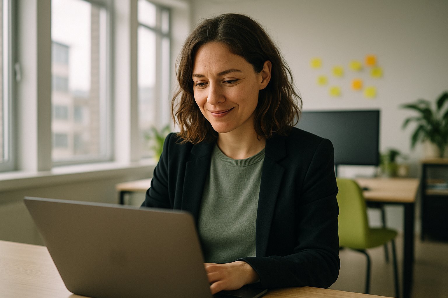 Responsable de marketing trabajando con IA para marketing en su ordenador. Mejorar el marketing con IA nunca ha sido tan facil.
