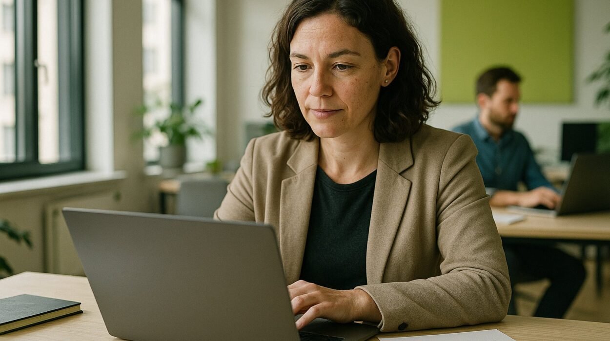 Profesional de RRHH revisando currículums con ayuda de IA en recursos humanos